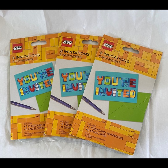 Lego Party Postcard Invitations 3 Packages - Picture 1 of 4